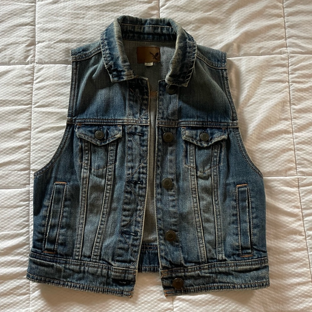 American Eagle Outfitters Blue Denim Vest